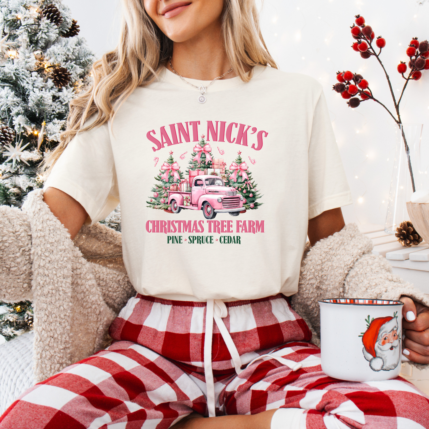 Pink Christmas Tree Farm T-Shirt