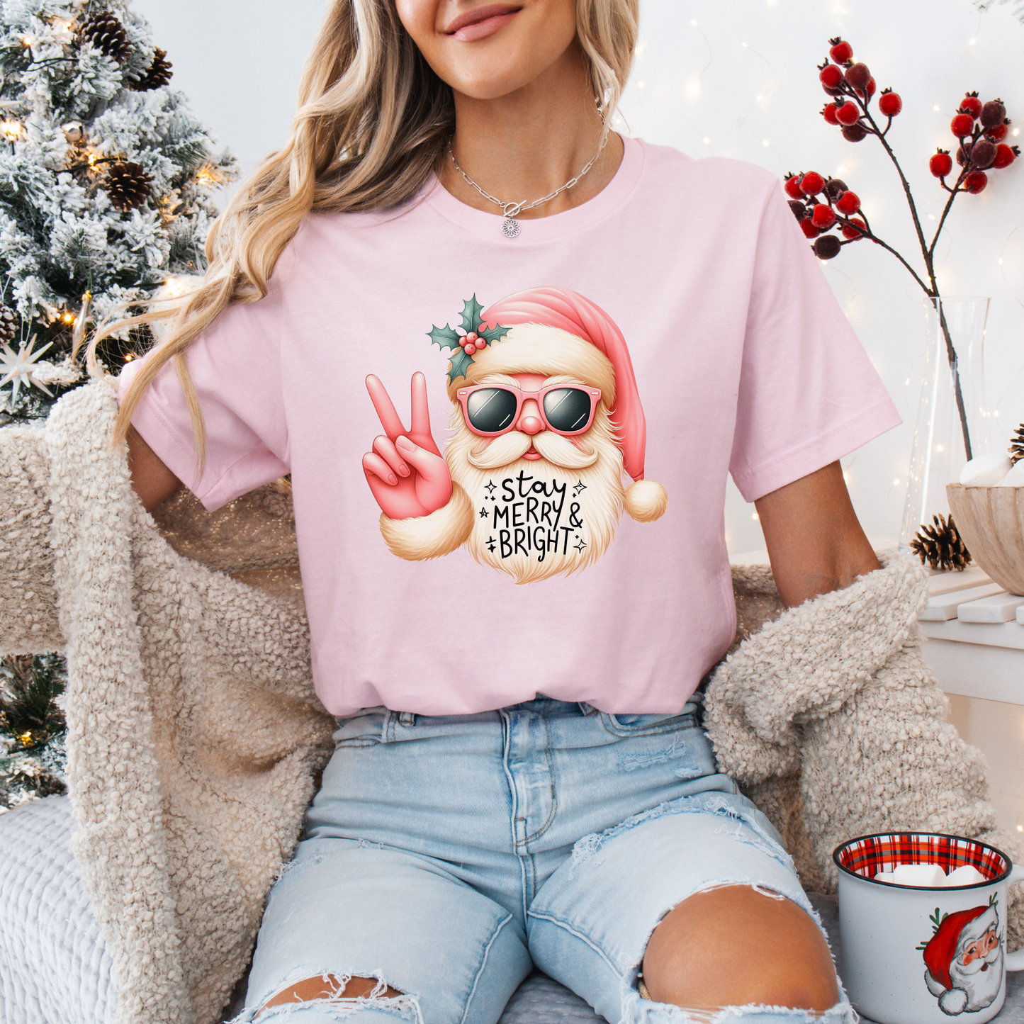 Stay Merry & Bright Christmas Tee