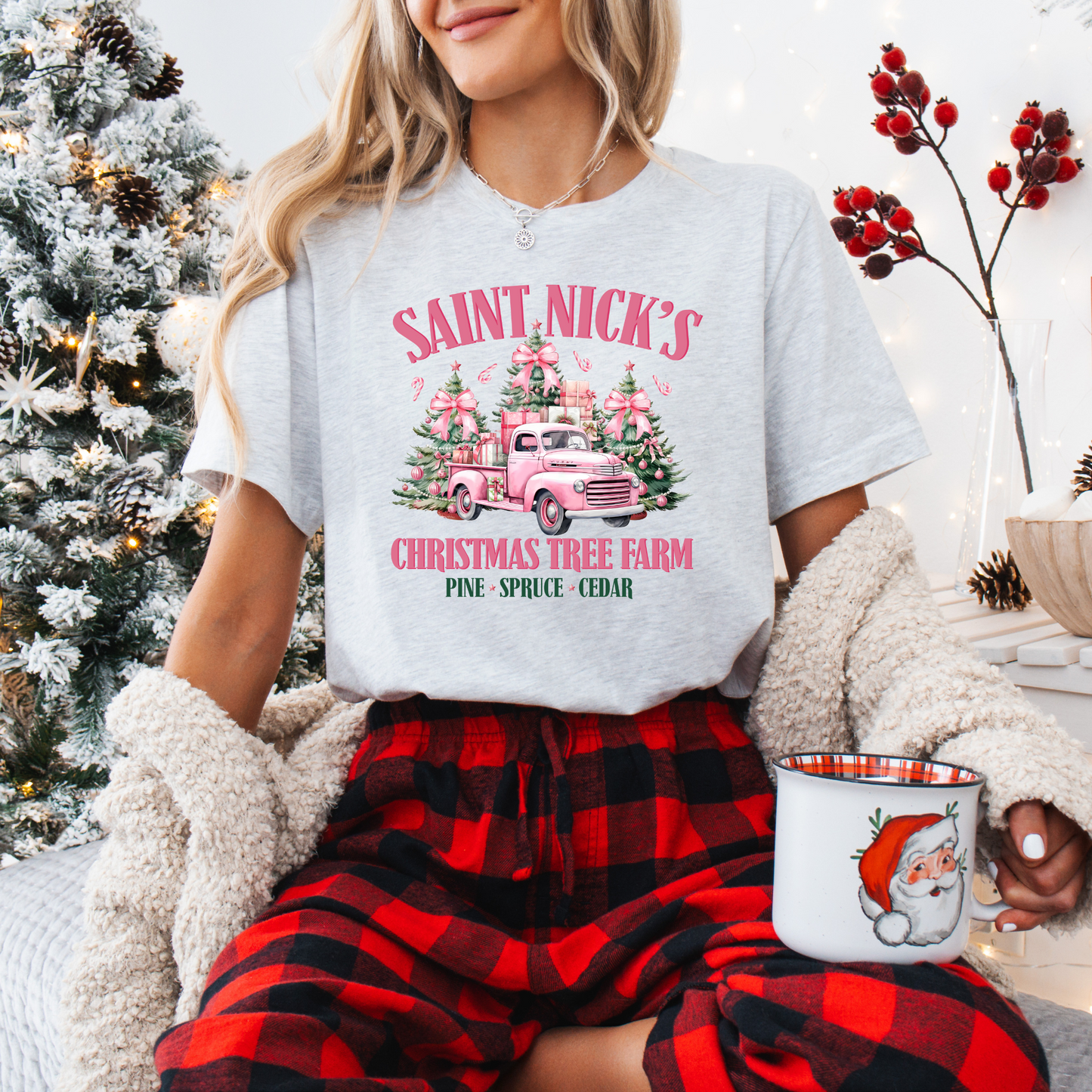 Pink Christmas Tree Farm T-Shirt