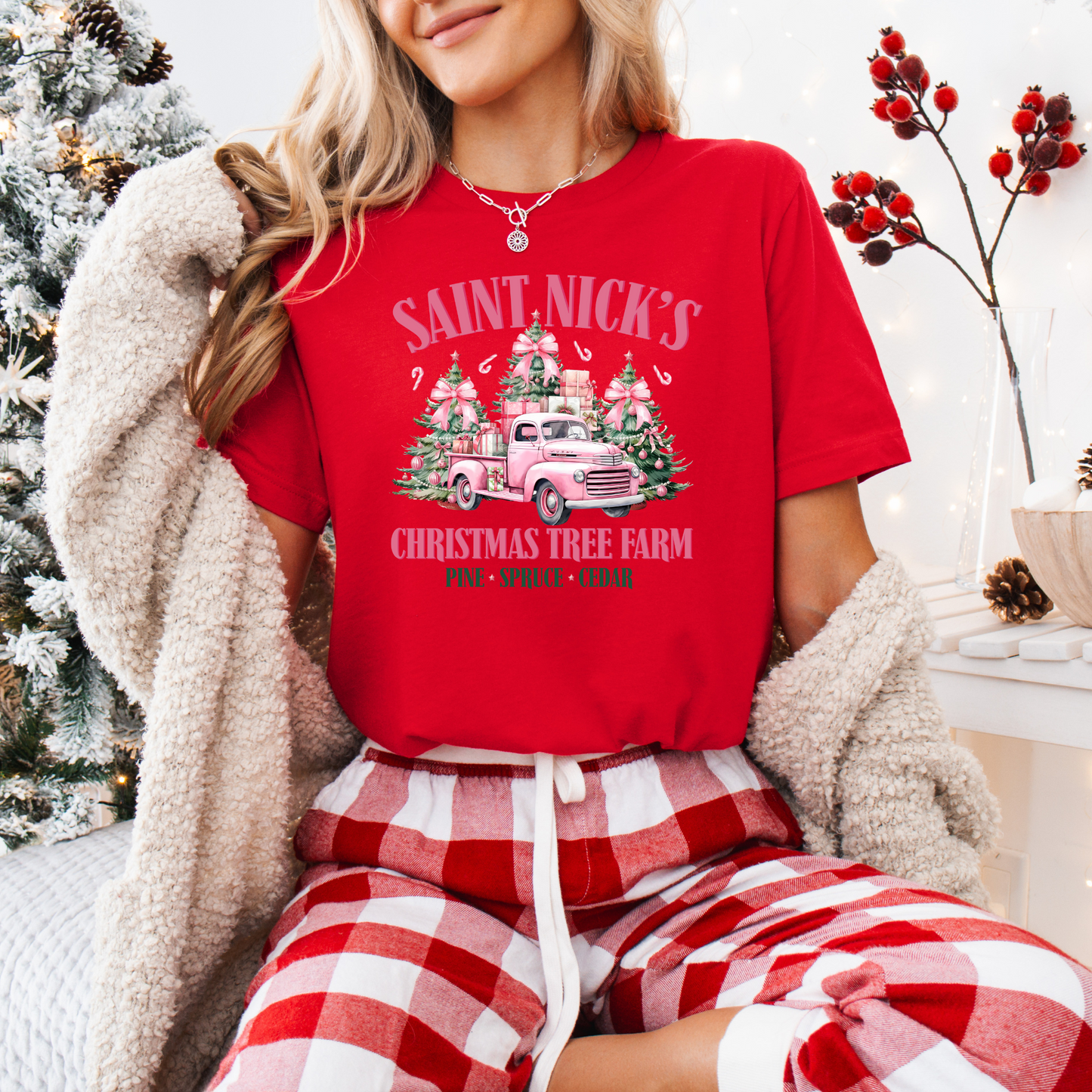 Pink Christmas Tree Farm T-Shirt