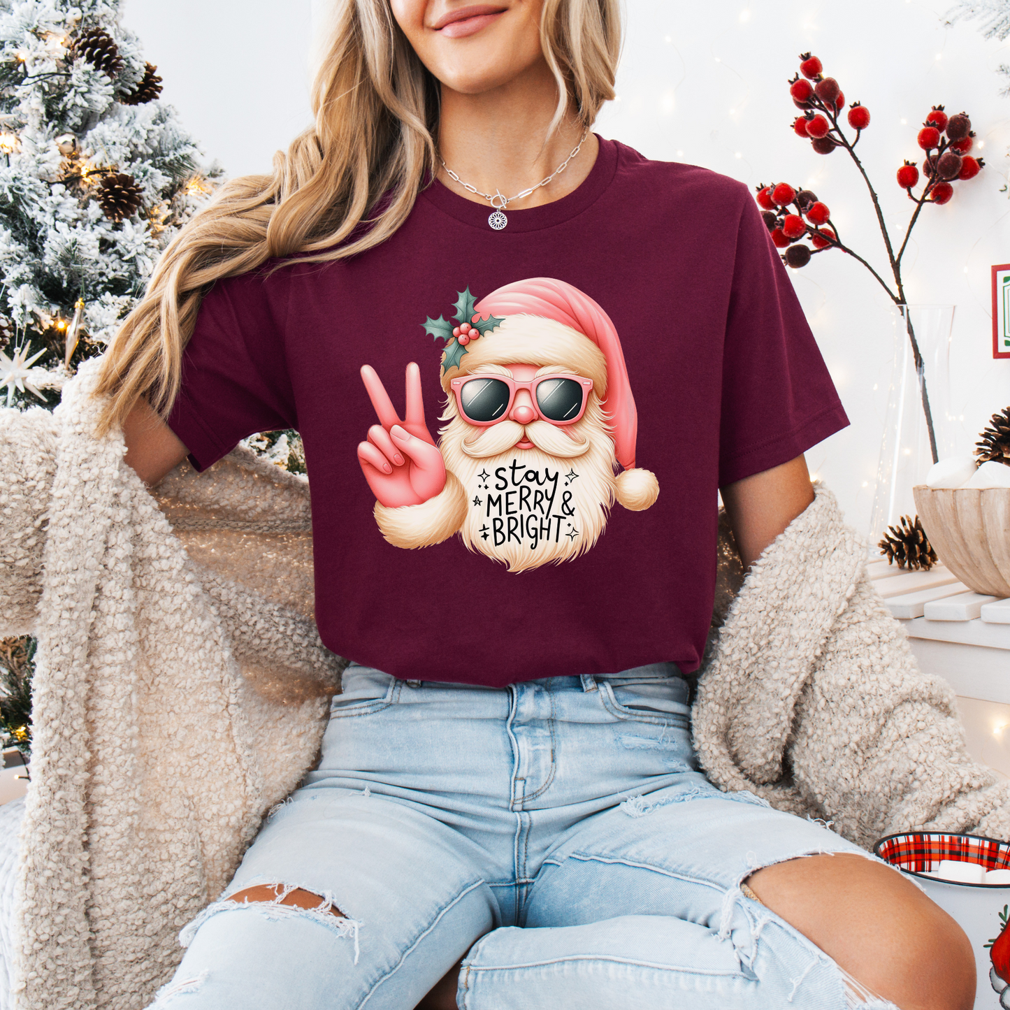 Stay Merry & Bright Christmas Tee